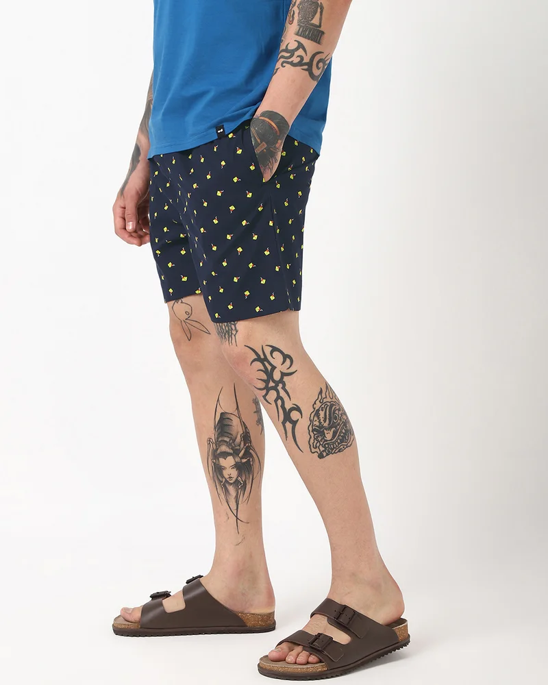 بيواكوف بوكسرات رجالي مطبوعة بالكامل باللون الأزرق الداكن