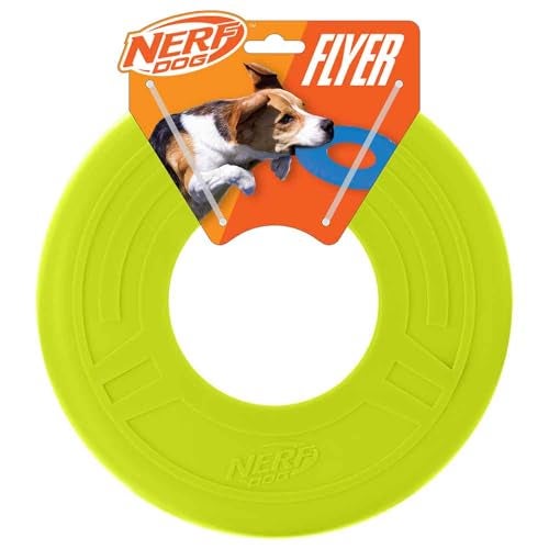 Nerf Dog Atomic Flyer Outdoor Dog Toy 10 Inch Flying Disc Dog Fetch Toy Rubber Dog Toy for Medium Dogs and Large Dogs Green - Image 1