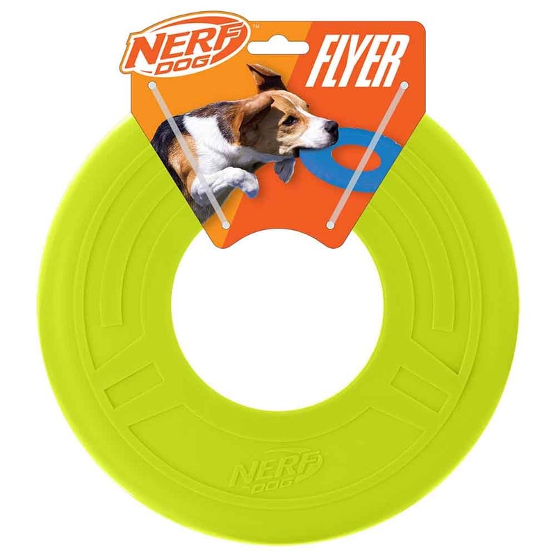 Nerf Dog Atomic Flyer Outdoor Dog Toy 10 Inch Flying Disc Dog Fetch Toy Rubber Dog Toy for Medium Dogs and Large Dogs Green - Image 2