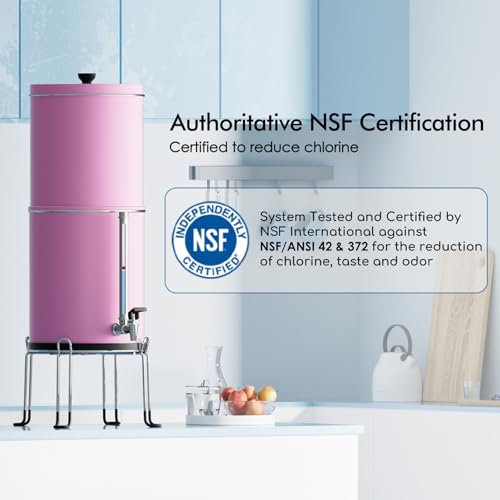 Purewell 3-Stage 0.01μm Ultra-Filtration Gravity Water Filter System, 304 Stainless Steel Countertop System with 2 Filters, Metal Water Level Spigot and Stand, Reduce 99% Chlorine, 2.25G, PW-OB-K - Image 3