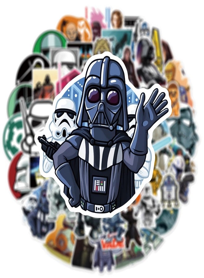 RUBANG 50pcs Star Wars Stickers for Water Bottle, Cool Movie Waterproof Vinyl Decal for Adult Teen Kids Laptop Skateboard Phone Travel Case Bike Guitar Computer Helmet - Image 3