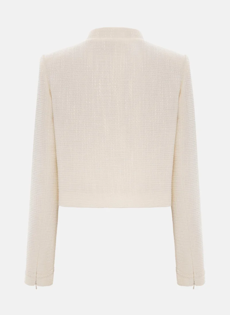 Lichi Tweed jacket with stand-up collar and large buttons