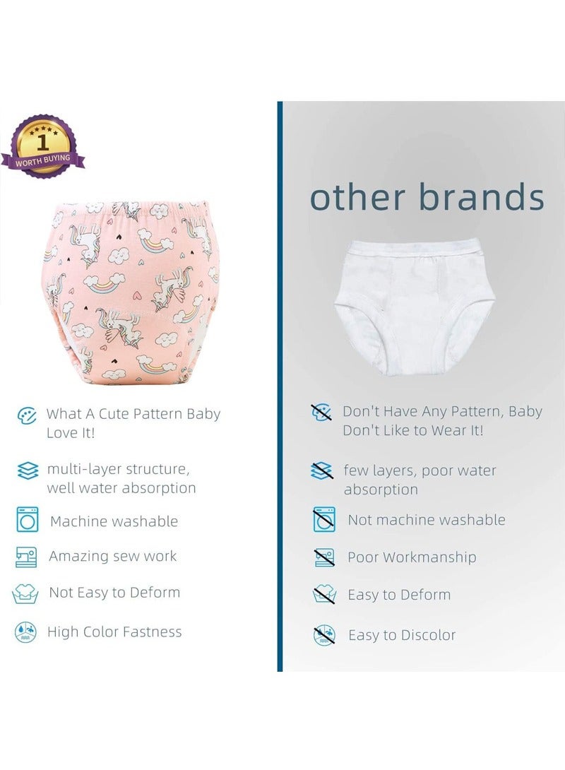 بيوينتي 4 قطع من سراويل تدريب الأطفال على استخدام المرحاض، ملابس داخلية للتدريب على استخدام المرحاض قابلة للتنفس - Image 3