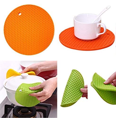 TOPHAVEN TOPHAVEN Round Shape Silica Gel Anti Heat Resistant Pot Holder Anti Slip Resistant Multipurpose Silicon Disc Pads (Set of 2)  - Image 3