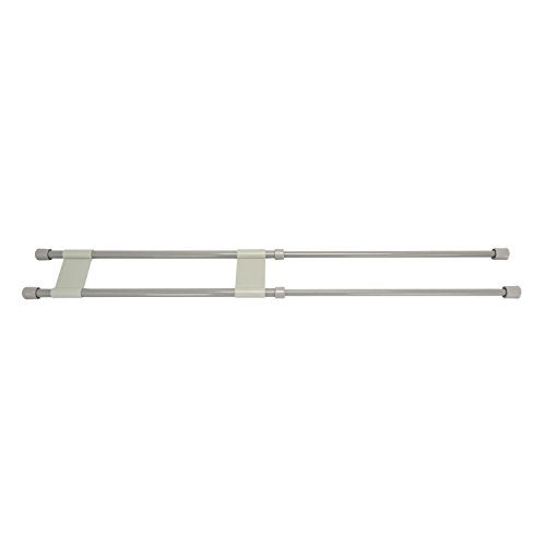 Camco 28 Double RV Refrigerator Bar Holds Food and Drinks in Place During Travel Prevents Messy Spills Spring Loaded and Extends Between 16 and 28 Gray 44075 - Image 1