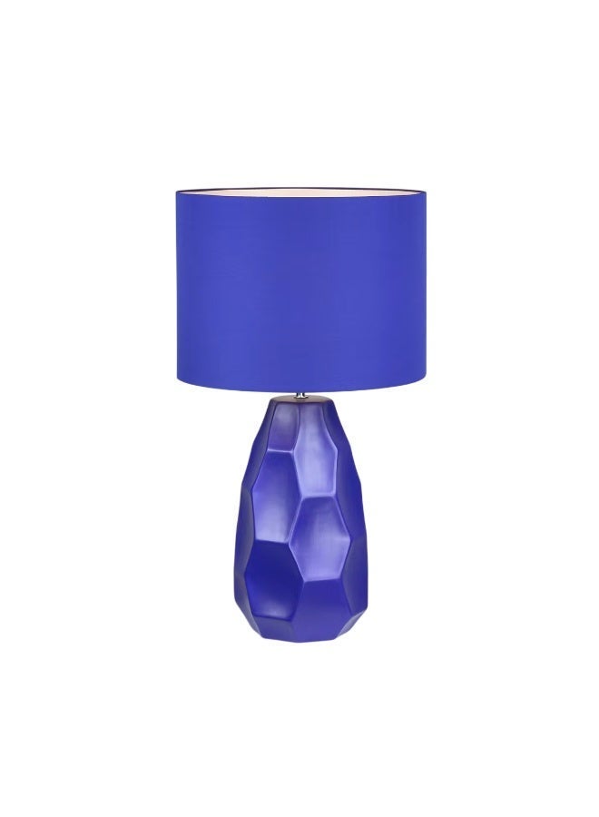 Blue Ceramic Table Lamp with Geometric Base, 34 x 60.5 cm - Image 2