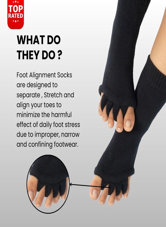 Dirts Foot Alignment Socks Five Toe Separator | The Ultimate Solution For Easing Pain, Improving Posture & Increasing Flexibility Men Women Bunion Plantar Fascia Pain Relief - Image 2