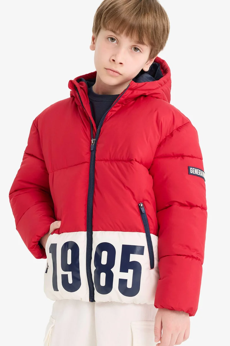 ديفاكتو Boy Waterproof Hooded Zippered Puffer Jacket