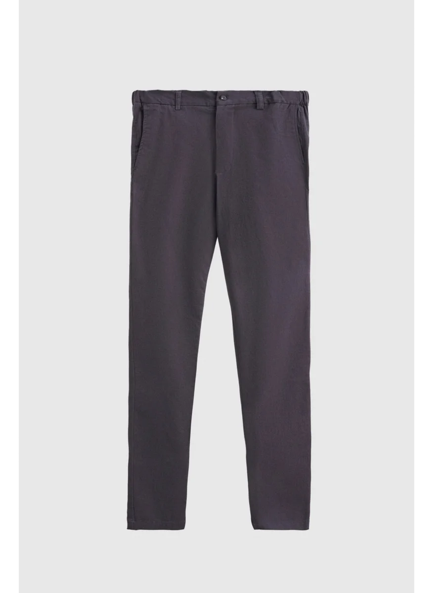 D'S DAMAT Slim Fit Anthracite Dobby Side Waist Elastic Flexible Lycra Side Pocket Chino Trousers 2HCC3ORT20001