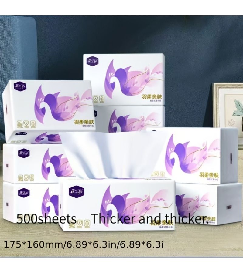 500 Sheets Per Pack Facial Tissue Paper Feather Soft And Gentle On Skin 5 Layer Pull Out Type Extra Thick And Large Resilient Suitable For Babies And Mothers Cleaning Tissues Can Be Used With Water - Image 3