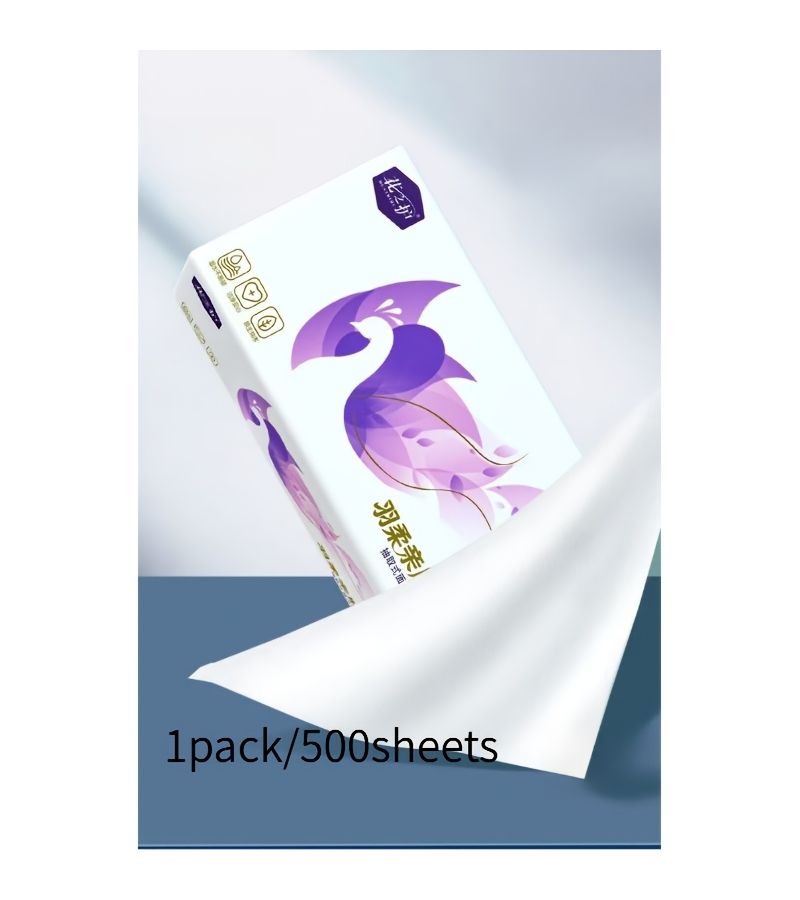 500 Sheets Per Pack Facial Tissue Paper Feather Soft And Gentle On Skin 5 Layer Pull Out Type Extra Thick And Large Resilient Suitable For Babies And Mothers Cleaning Tissues Can Be Used With Water - Image 1