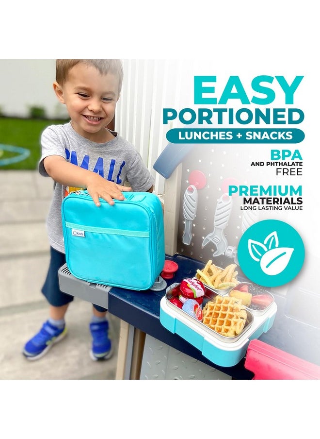 Kinsho - Stainless Steel Bento Lunch Box Set For Adults Kids Insulated Bag Leakproof Metal Compartment Meal Prep Food & Snack Containers For Work Travel School Daycare 24 Oz Baby Blue - Image 1