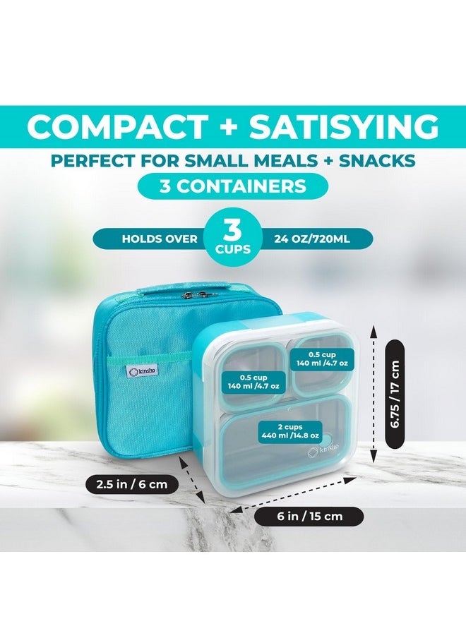 Kinsho - Stainless Steel Bento Lunch Box Set For Adults Kids Insulated Bag Leakproof Metal Compartment Meal Prep Food & Snack Containers For Work Travel School Daycare 24 Oz Baby Blue - Image 1