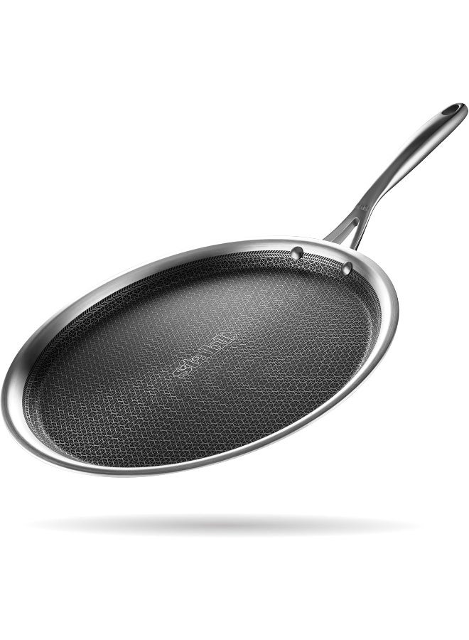 Stahl طاسة ستال ثلاثية الفولاذ المقاوم للصدأ غير لاصقة | طاسة دوسا ثلاثية الطبقات | طاسة دوسا مقاومة للخدش من الفولاذ المقاوم للصدأ مع قاعدة تحريض | هايبرد 6928، قطر 28 سم - Image 1