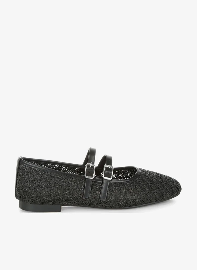 London Rag London Rag Women's Pin Buckle Strapped Ballerinas in Black