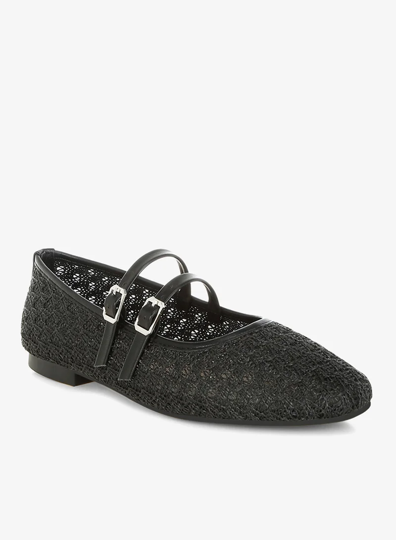 London Rag London Rag Women's Pin Buckle Strapped Ballerinas in Black