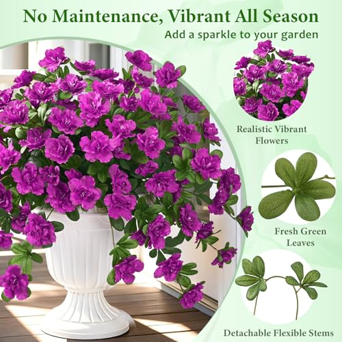 Dolicer Artificial Flowers for Outdoors, 2 Bundles UV Resistant Fake Purple Artificial Outdoor Plants Look Real for Outside Front Faux Door Porch Patio Balcony Decor - Image 4
