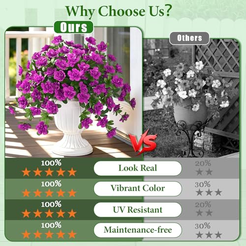 Dolicer Artificial Flowers for Outdoors, 2 Bundles UV Resistant Fake Purple Artificial Outdoor Plants Look Real for Outside Front Faux Door Porch Patio Balcony Decor - Image 5
