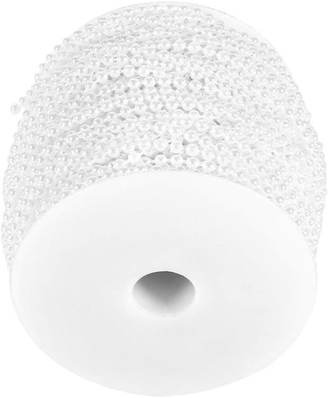 Haofy Pearl String 50m Roll 3mm Pearl Beads Strand with Fishing Line for Wedding Decor DIY Crafts Centerpieces Bouquet Backdrop (White) - Image 2