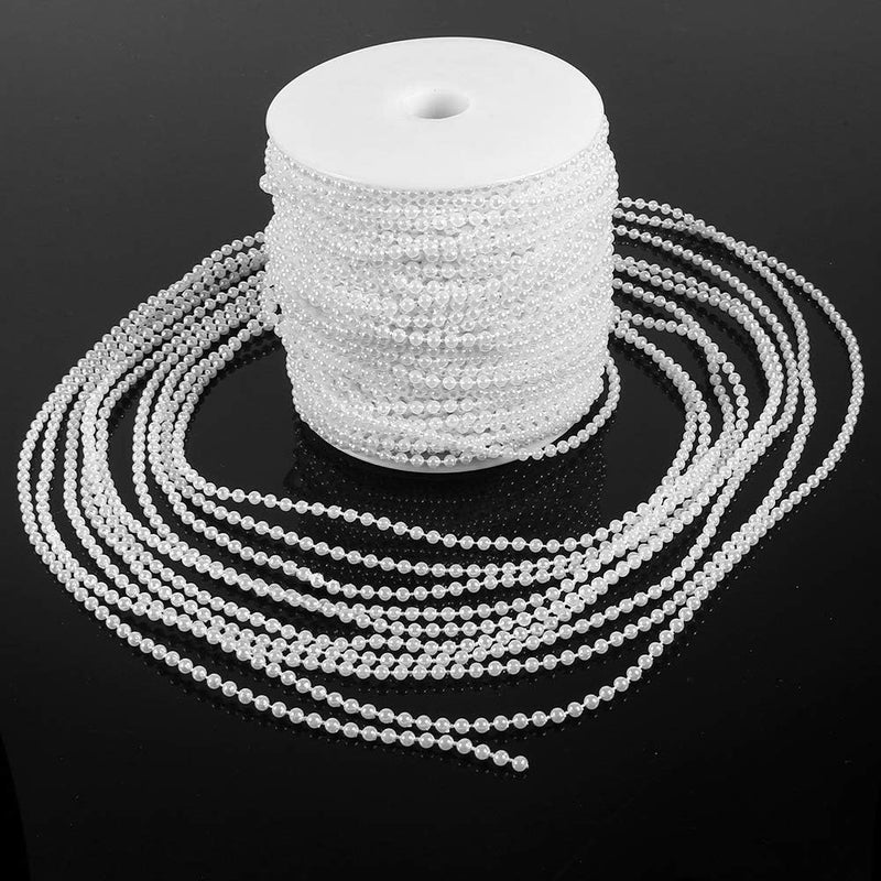 Haofy Pearl String 50m Roll 3mm Pearl Beads Strand with Fishing Line for Wedding Decor DIY Crafts Centerpieces Bouquet Backdrop (White) - Image 4
