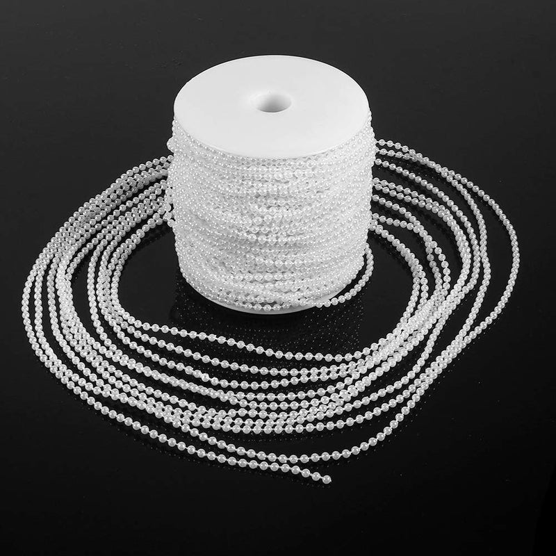Haofy Pearl String 50m Roll 3mm Pearl Beads Strand with Fishing Line for Wedding Decor DIY Crafts Centerpieces Bouquet Backdrop (White) - Image 3