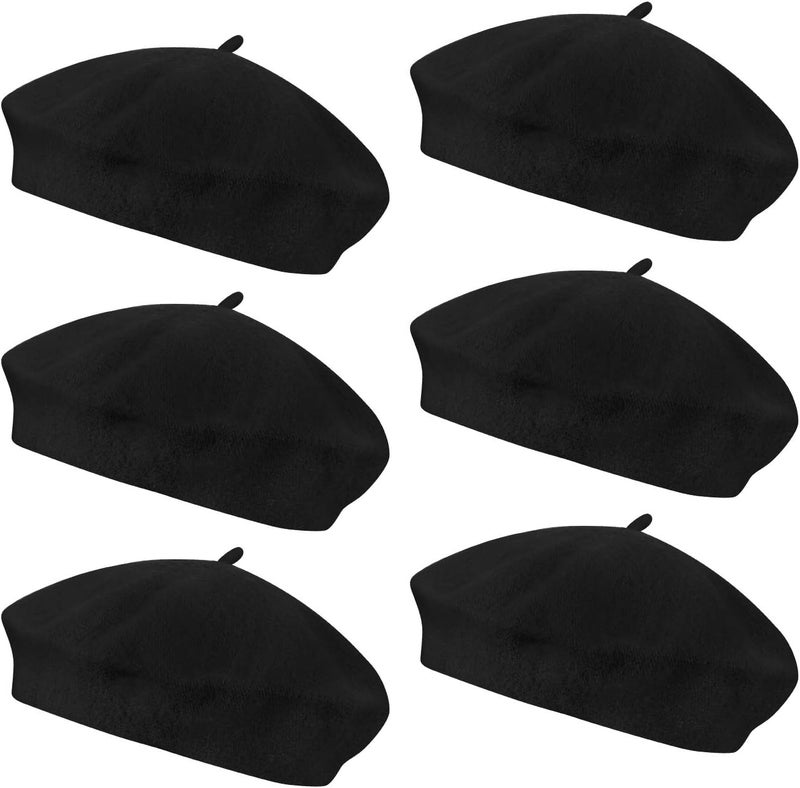 Anteer 6 Pieces Wool Beret Hat French Style Beanie Hats Fashion Ladies Beret Caps for Women Girls Lady - Image 1