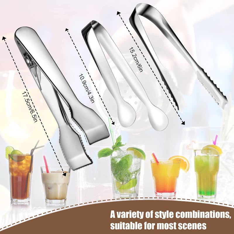 Sieral 4 Pieces Silver Ice Tongs and Scoops for Ice Bucket Stainless Steel Versatile Serving Tongs with Teeth Shovel Scoop for Christmas Party Supply Gift Freezer Kitchen Food Buffet Cocktail Bar BBQ - Image 2