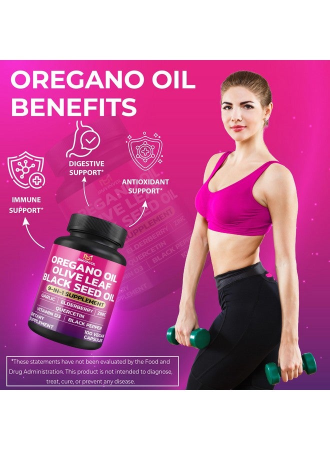 BMVINVOL BMVINVOL Oregano Garlic Olive Leaf Black Seed + 5 More - Immune Support & Digestive Health Supplement for Women and Men - 100 Capsules - Image 4