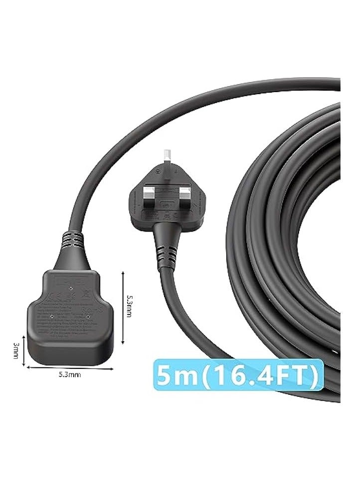 erorex 1 Way Extension Cord 5 Metres Long Electric Cable,UK 3 Pin Plug Power Cord,Heavy Duty Single Socket Extension Lead, Black - Image 2