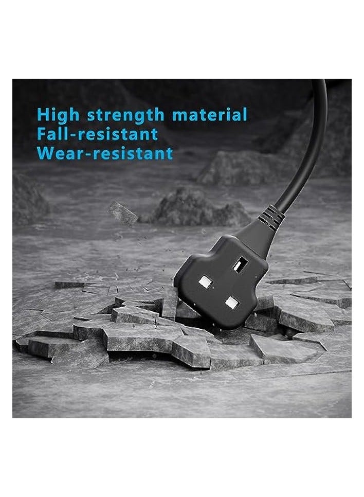 erorex 1 Way Extension Cord 5 Metres Long Electric Cable,UK 3 Pin Plug Power Cord,Heavy Duty Single Socket Extension Lead, Black - Image 3