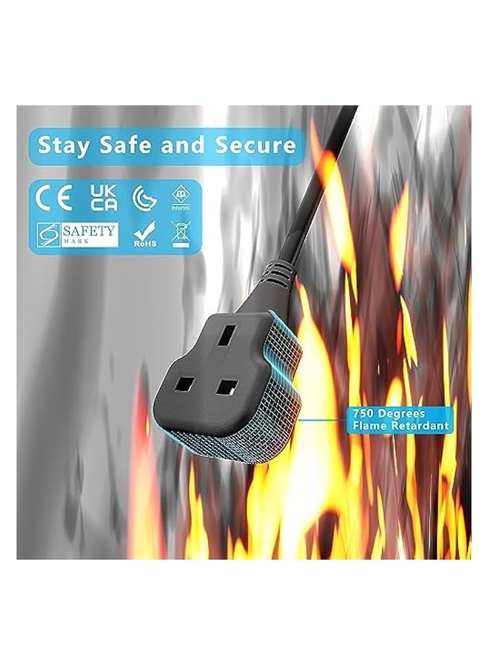 erorex 1 Way Extension Cord 5 Metres Long Electric Cable,UK 3 Pin Plug Power Cord,Heavy Duty Single Socket Extension Lead, Black - Image 4