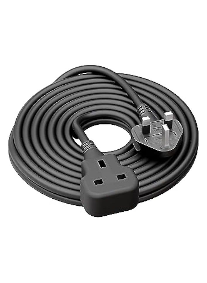 erorex 1 Way Extension Cord 5 Metres Long Electric Cable,UK 3 Pin Plug Power Cord,Heavy Duty Single Socket Extension Lead, Black - Image 1