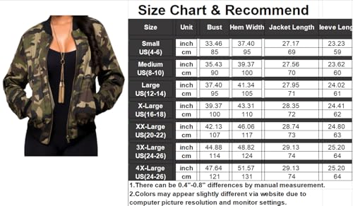 sexycherry Jackets for Women Casual Camouflage Long Sleeve Lightweight Army Camo Coats Full Zip Up with Lining Pockets(Medium) - Image 4