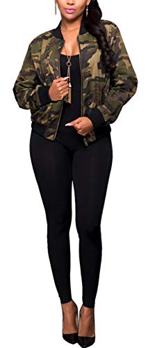 sexycherry Jackets for Women Casual Camouflage Long Sleeve Lightweight Army Camo Coats Full Zip Up with Lining Pockets(Medium) - Image 2
