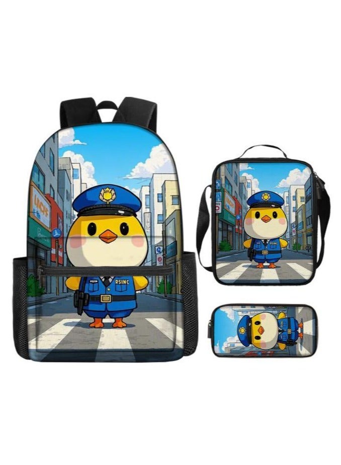 Cartoon three-piece schoolbag with zipper - 95 - Image 1