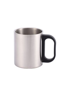 Generic Stainless Steel Double-layer Water Cup Mountaineering Cup Portable Outdoor Sports Cup Camping Portable Cup Mug-Colour:304 Stainless Steel Plastic Handle-Capacity:220ml  - Image 1