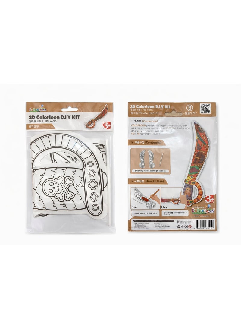 Colorloon 3D DIY Pirate Sword Kit for Kids – Color Your Own Inflatable Paper Sword Craft Activity – Educational Arts & Crafts Toy for Creative Play, Birthday Parties & Return Gifts – Ages 3+ - Image 1