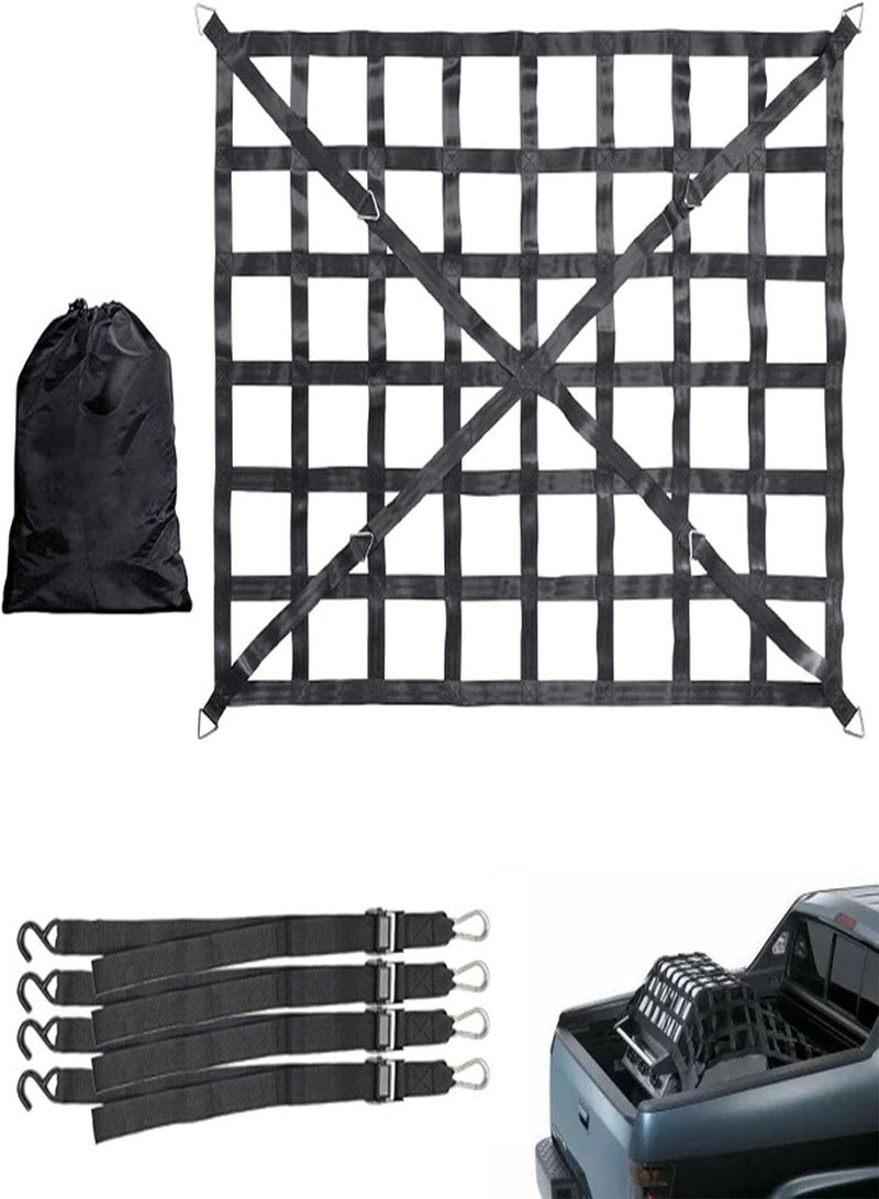 GGOOT Roof Rack Cargo Net | Cargo Net For Trailer | Cargo Net Stretches For Truck Bed, Pickup Bed, Trailer, Trunk, With 4 Fixed Belt Car Organizer Net For Large Loads - Image 1