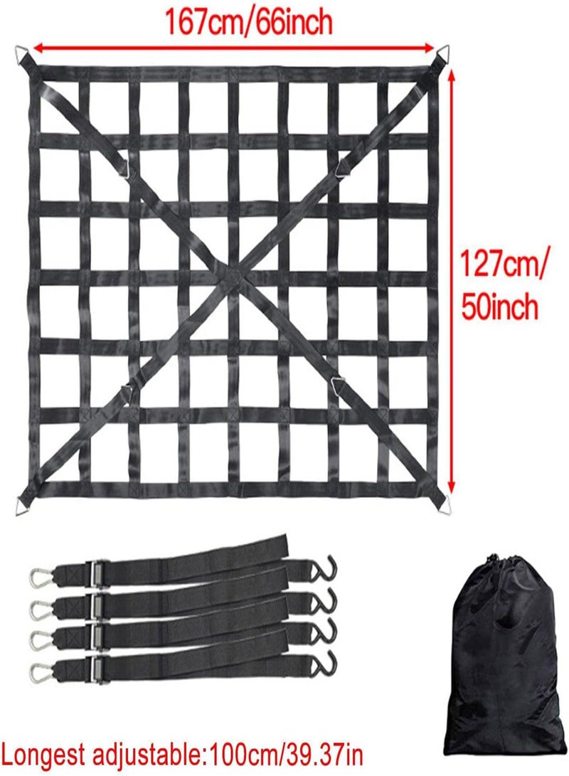 GGOOT Roof Rack Cargo Net | Cargo Net For Trailer | Cargo Net Stretches For Truck Bed, Pickup Bed, Trailer, Trunk, With 4 Fixed Belt Car Organizer Net For Large Loads - Image 3