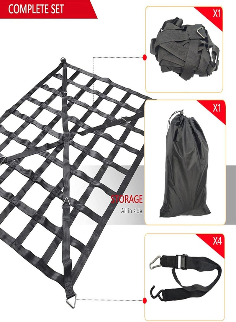 GGOOT Roof Rack Cargo Net | Cargo Net For Trailer | Cargo Net Stretches For Truck Bed, Pickup Bed, Trailer, Trunk, With 4 Fixed Belt Car Organizer Net For Large Loads - Image 4