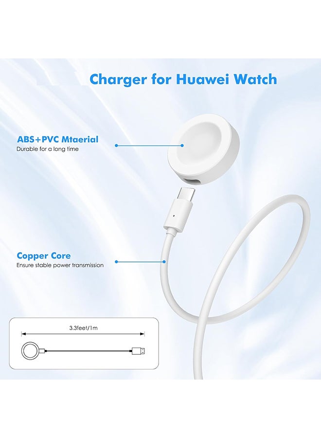 O Ozone Magnetic Charger for Huawei Watch GT5 Pro/GT5/GT4/GT3 Pro/GT3/Watch4/Watch4 Pro  Portable USB Charging Dock with Detachable Cable -White - Image 3