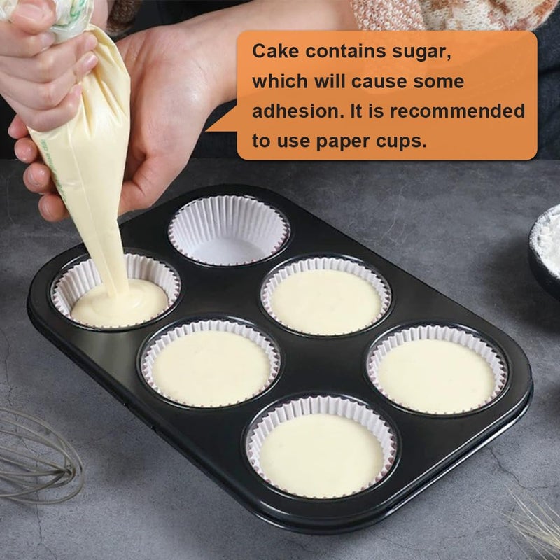 ASBAYSON 2 Packs Premium Steel Muffin Pan for Baking, Round Muffin Baking Pan, Baking Tray for Muffins, Cupcakes, Brownie(Black, 6 Cup) - Image 4