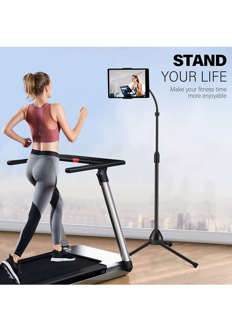 Generic Tripod Stand Holder, Adjustable 360° Swivel Phone Pad Lazy Stand Holder Bracket Floor Rack, Black, for 3.5-10.5 Inch Tablet Phone, IPad  - Image 3