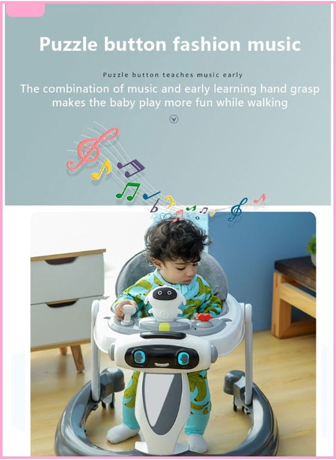 Berma Baby Baby Walker  Baby Rocking Stroller Car with Removable Footrest Feeding Tray Music Toys Tray with Width & Height Adjustable Seat for Baby Learning to Walk  - Image 4