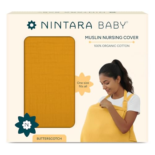 NINTARABABY Nintara Baby Muslin Nursing Cover – 100% Organic GOTS Cotton, Adjustable Neck Strap, Breathable Lightweight Breastfeeding Cover, Travel-Friendly, Baby Shower Gift - Image 1