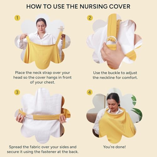 NINTARABABY Nintara Baby Muslin Nursing Cover – 100% Organic GOTS Cotton, Adjustable Neck Strap, Breathable Lightweight Breastfeeding Cover, Travel-Friendly, Baby Shower Gift - Image 4