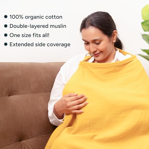 NINTARABABY Nintara Baby Muslin Nursing Cover – 100% Organic GOTS Cotton, Adjustable Neck Strap, Breathable Lightweight Breastfeeding Cover, Travel-Friendly, Baby Shower Gift - Image 2