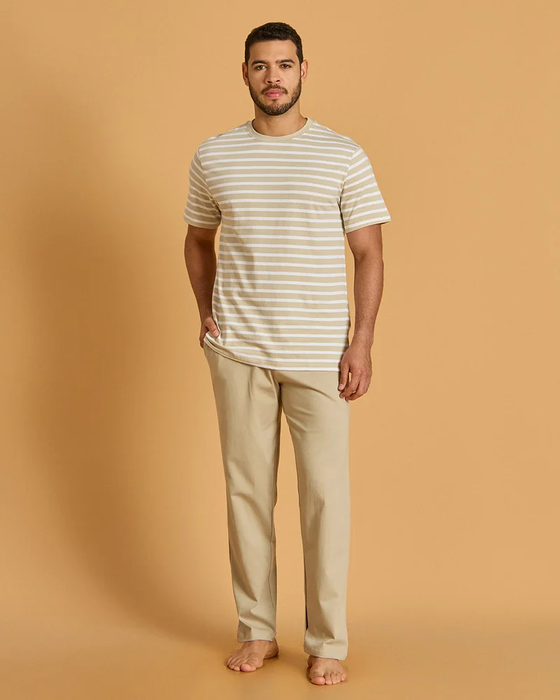 Redtag Man Beige Plain Pyjama Bottom