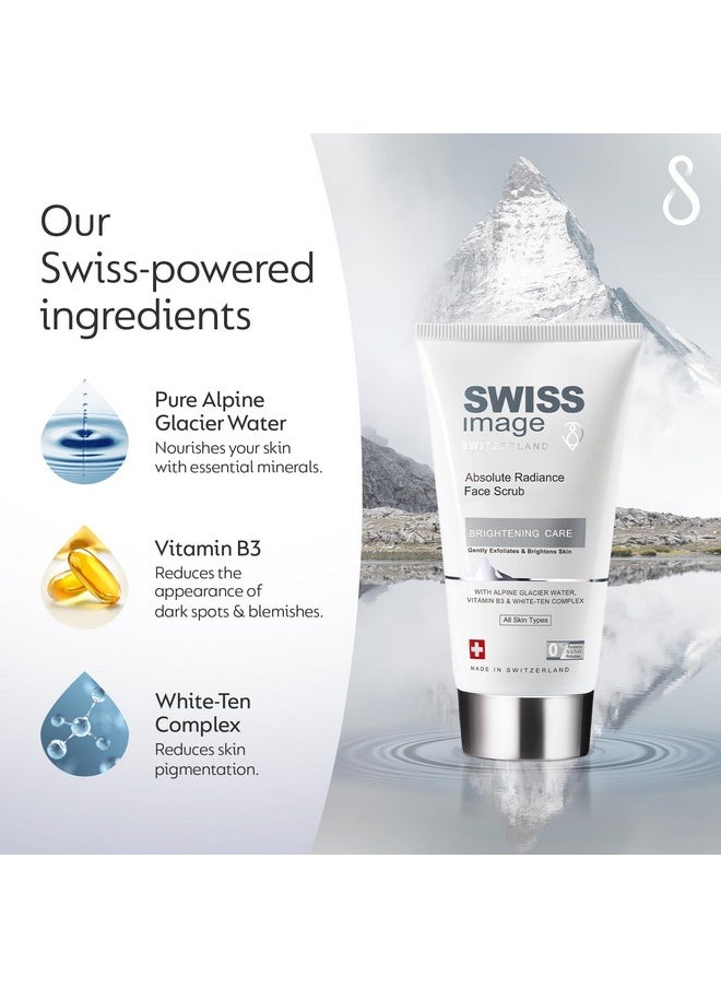 SWISS image Swiss Image Absolute Radiance Face Scrub | Exfoliates & Brightens, Revitalizes & Clarifies | Enriched with Niacinamide, Alpine Glacier Water & White Ten Complex | For All Skin Types | Men & Women | 150ml  - Image 3