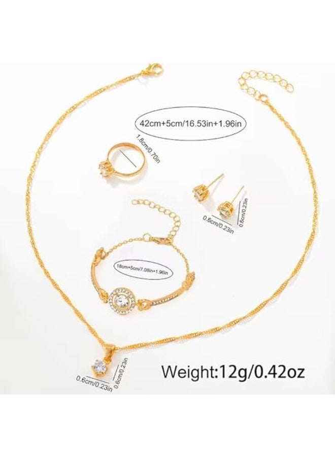 My Souq Women's Watch Set with Necklace, Earrings, Ring & Bracelet - Complete Accessories Set - Gold Tone - Image 5